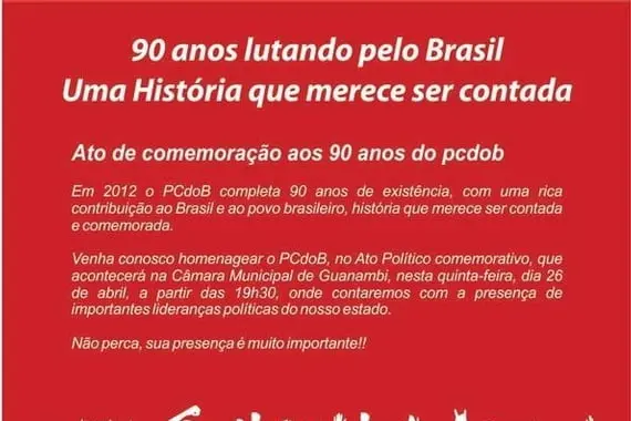 Evento marca 90 anos do PCdoB em Guanambi