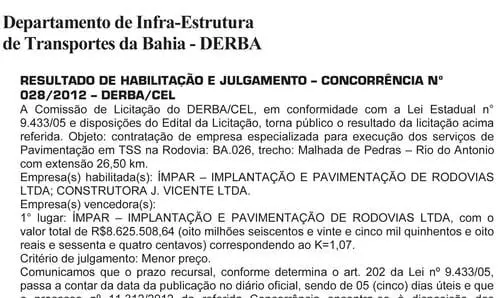 Seinfra homologa licitação de obra entre Rio do Antônio e Malhada de Pedras