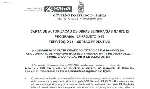 Autorizada iluminação do acesso ao município de Sebastião Laranjeiras
