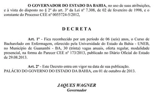 Guanambi: Curso de Enfermagem da Uneb é reconhecido