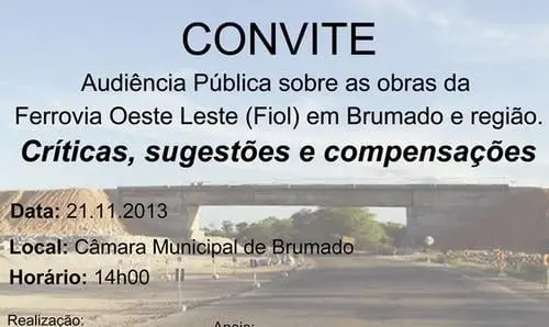Audiência Pública sobre a Fiol promete atrair população de Brumado e região