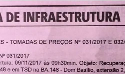 Publicado aviso de licitação para pavimentação de trecho da BA148 em Dom Basílio