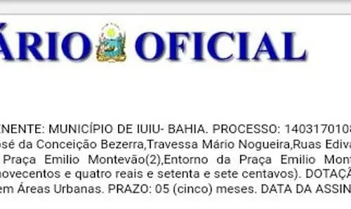 Publicado convênio para pavimentação de diversas ruas em Iuiu