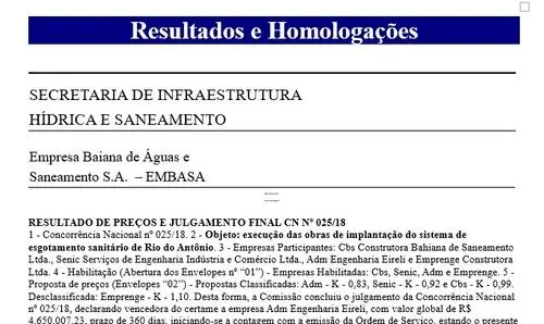 Anunciadas empresas para obras da Adutora do Truvisco e esgoto em Rio do Antônio