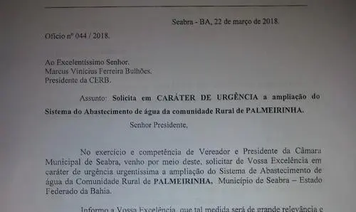 Realizado teste de vazão em poço artesiano de Seabra