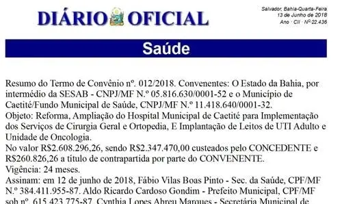 Ivana comemora publicação de convênio para ampliação do Hospital de Caetité 