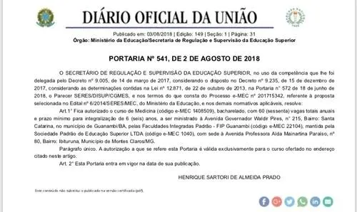 MEC autoriza curso de Medicina na FIP - Guanambi