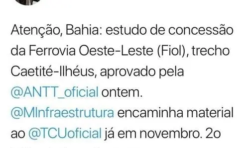 Ivana comemora aprovação do estudo de concessão da FIOL no trecho Caetité-Ilhéus