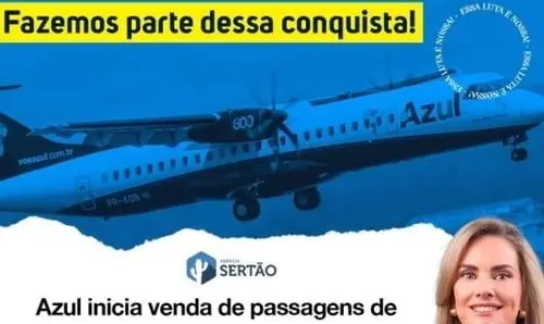 Azul disponibiliza voos entre Guanambi e Belo Horizonte 