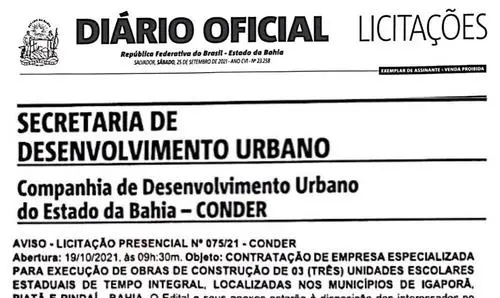 Divulgado aviso de licitação para a construção de escola em Igaporã e Pindaí
