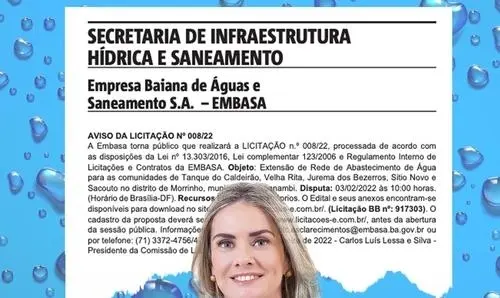 Esforço de Ivana garante R$ 3.4 milhões para obras de água em Guanambi 