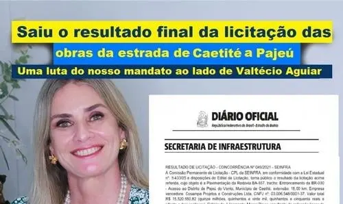 Saiu o resultado final da licitação para obras do asfalto de Caetité a Pajeú 