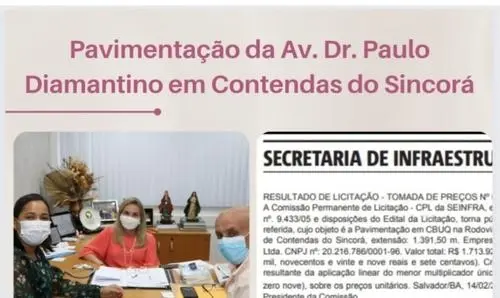 Trabalho de Ivana assegura obra de pavimentação em Contendas do Sincorá