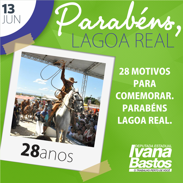 Ivana Bastos parabeniza Lagoa Real pelos 28 anos